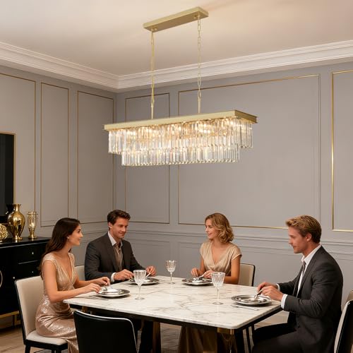 Gold Crystal Chandeliers for Dining Room