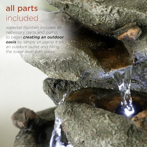 TZL154 14" Indoor Tabletop Rainforest Rock Water Fountain with LED Lights