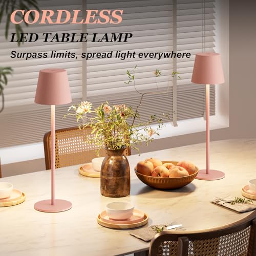 Cordless Table Lamp Rechargeable Pink (2 Count)