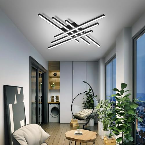 43" Black Modern LED Ceiling Light Fixtures With Remote