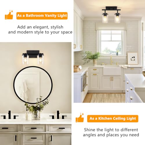 2 Lights Semi Flush Mount Ceiling Light