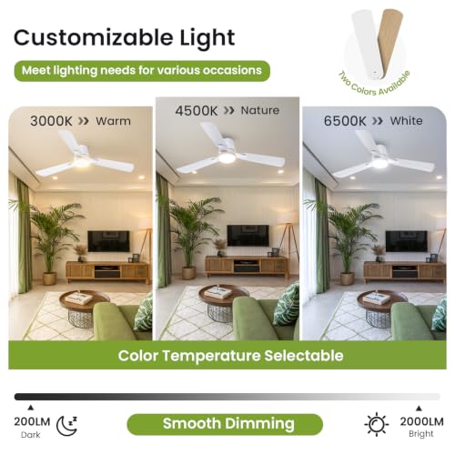 52" Ceiling Fans with Lights and Remote (White / 52 Inch)