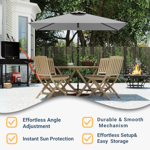 6.5' x 10' Rectangular Patio Umbrella Large Outdoor Market Umbrella w