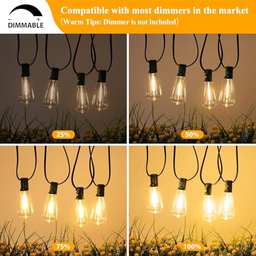 100FT Outdoor String Lights 52 Bulbs