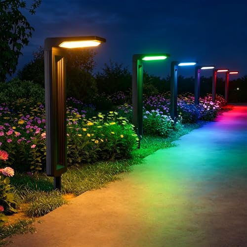 6 Pack Color Changing Solar Powered Pathway Light Outdoor Waterproof (6 Count)