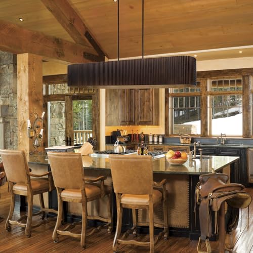 Walnut Wood Dining Room Light Fixture