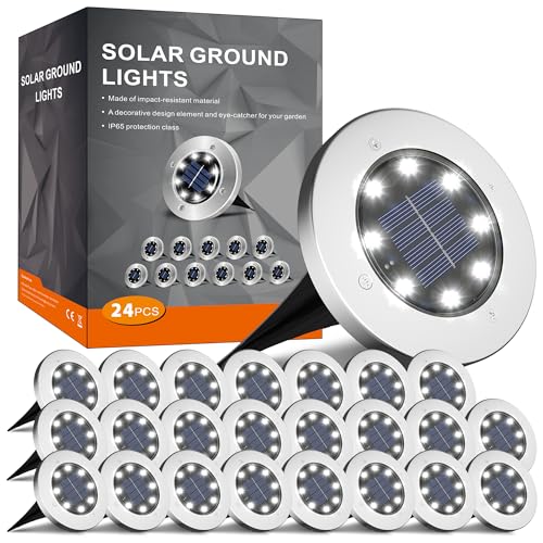 24 Pack 4.6 Inch Solar Ground Lights Outdoor (24 Count)