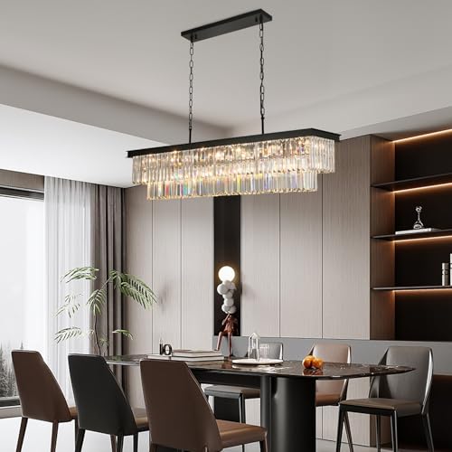Black Crystal Chandeliers for Dining Room