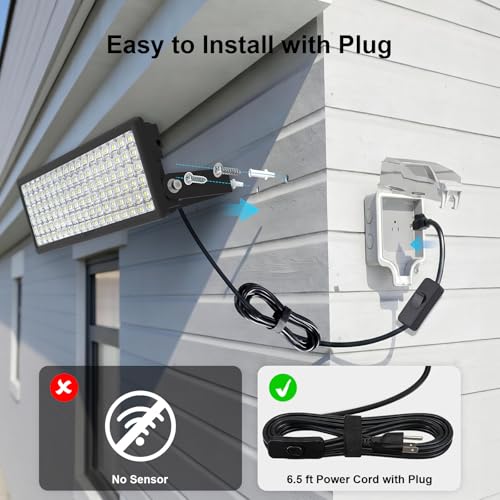 100W LED Flood Light Outdoor with 6.56ft Cord & Plug