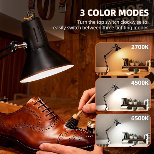 Black Dimmable Desk Lamp with Clamp