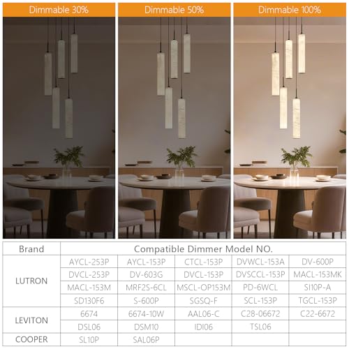 Natural Alabaster Pendant Lights for Kitchen Island White Marble Long Tube Chandelier 4000K Modern Black Ceiling Light Fixtures for Bedroom Dining Room Table Living Room Hallway