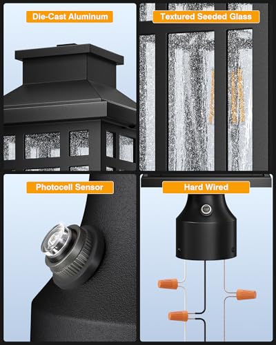 Dusk to Dawn Outdoor Post Lights with Pier Mount Base (2 Count)