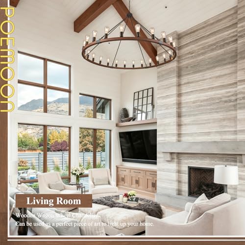 Farmhouse Wooden Wagon Wheel Chandelier 24