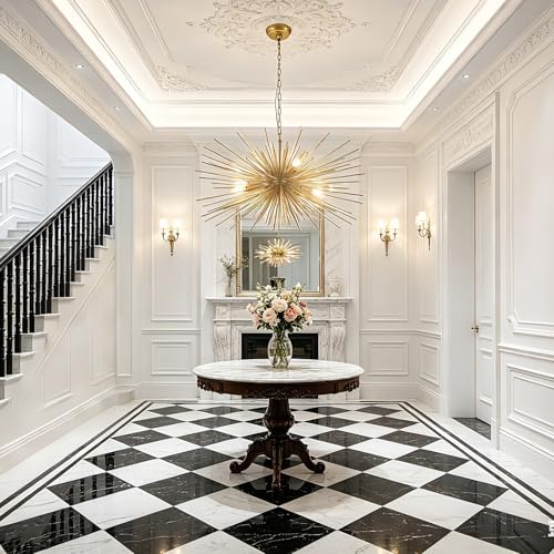 31in 4 Light Gold Sputnik Chandelier Mid