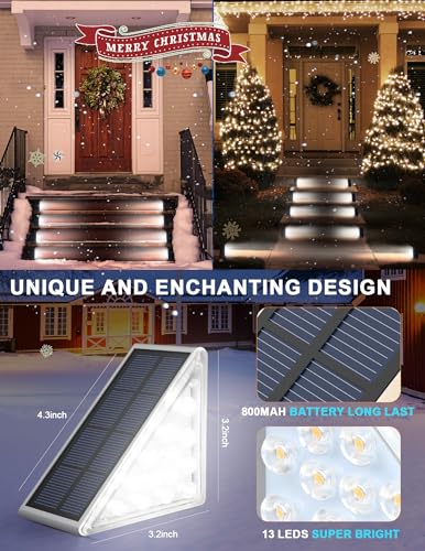 LED Solar Step Lights Stair Light Solar Deck Lights IP67 Solar Decoration Lights for Yard (6 Count)