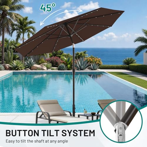9FT Patio Umbrella with Solar Lights