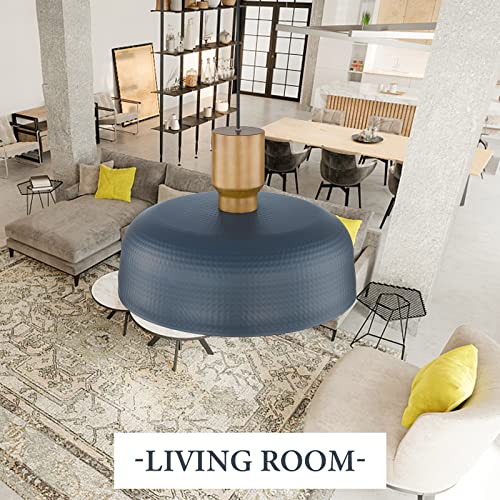 Oversized Industrial Pendant Light Fixtures with Hammered Metal Shade