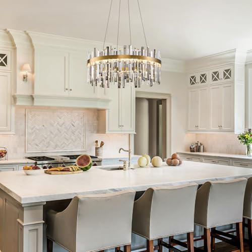 Led Gold Smoke Grey Crystal Chandelier