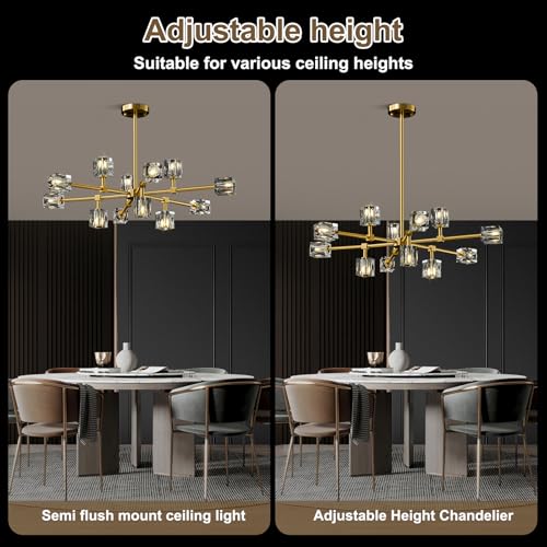 Modern Sputnik Crystal Brass Chandelier