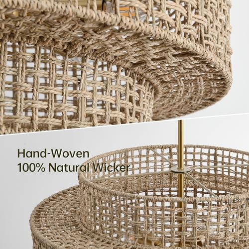 24" Rattan Chandelier for Dining Room