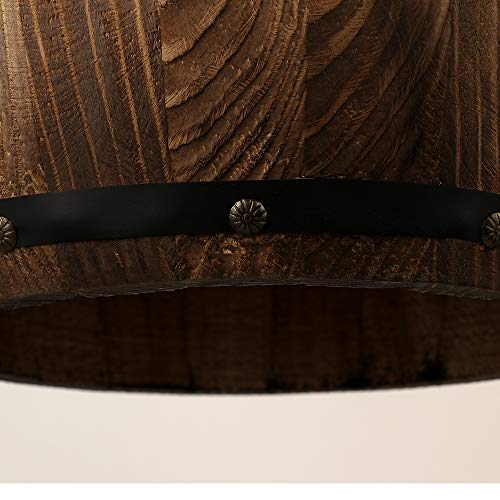 Antique Wood Wine Barrel Pendant Light