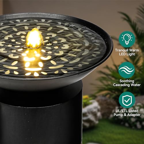 AUTODAYA 32" H Metal Cutout Outdoor Fountain with Charming Lights & Shadow