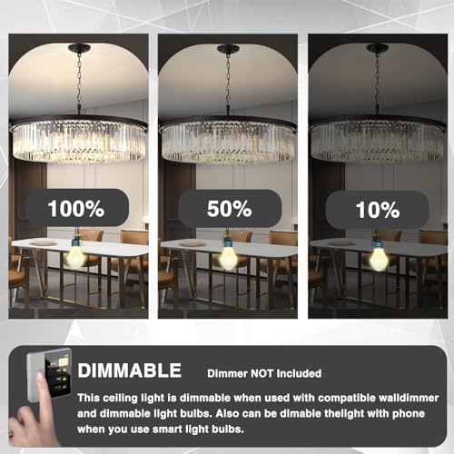 Large Crystal Chandelier Black Chandeliers Luxury Pendant Lights Fixture for Dining Living Room 12