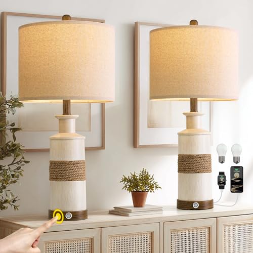 24.5" Farmhouse Boho Table Lamps Set of 2 (2 Count)