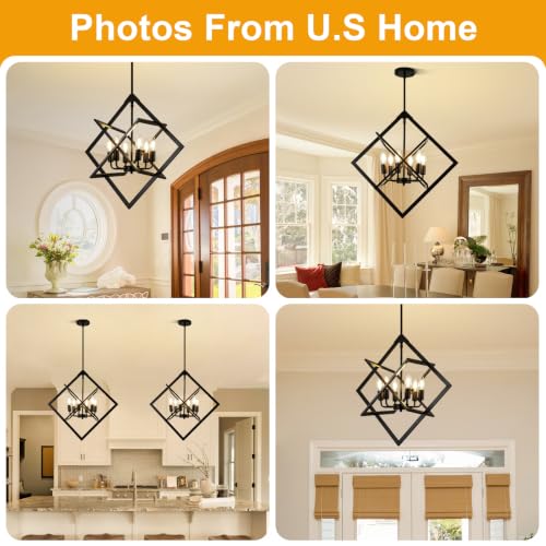 2 Pack Modern Black Chandelier for Dining Room (2 Count)