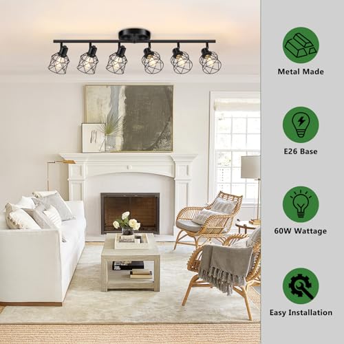 6 Lights Black Semi Flush Mount Ceiling Light (6 Count)