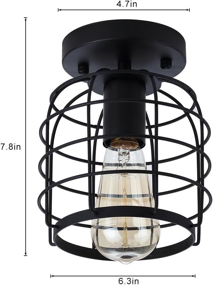 Industrial Vintage Flush Mount Ceiling Light (2 Count)