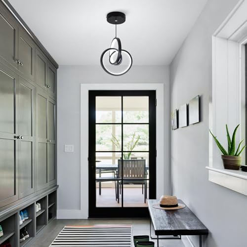 Modern LED Pendant Light Fixtures 5500K Pendant Lights Kitchen Island Lighting Adjustable Height Black Hanging Lamp for Dining Room Bedroom Living Room