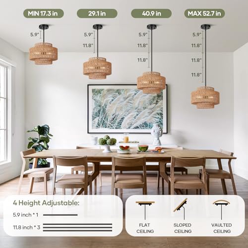 6" 41" Height Adjustable Farmhouse Chandelier Light Fixture