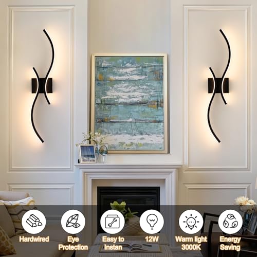 Modern LED Wall Sconce Set of Two