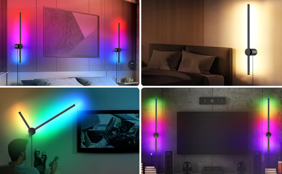 RGB LED Wall Sconces Set of Two with Remote (2 Count)
