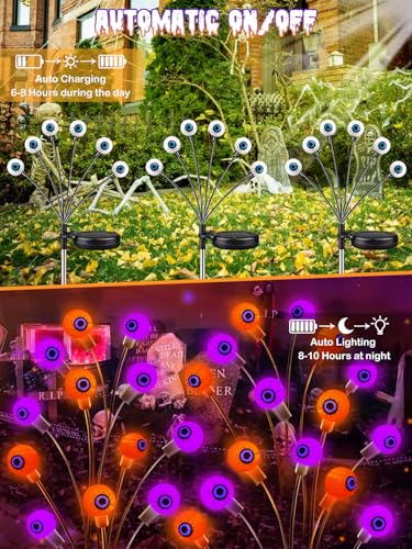 6 Pack Solar Halloween Decorations Outdoor 36 LED Solar Eyeball Lights (6 Count)