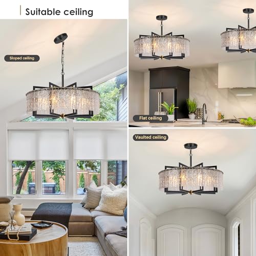 Crystal Chandeliers for Dining Room Light Fixture 30"Glass Pendant