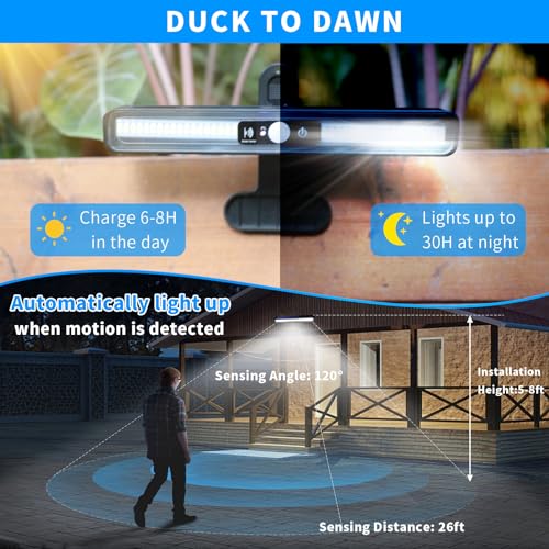 Clip On Solar Lights Outdoor with PIR Motion Sensor