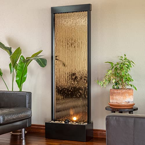 72" Bronze Mirror Waterfall Fountain with LED Lights