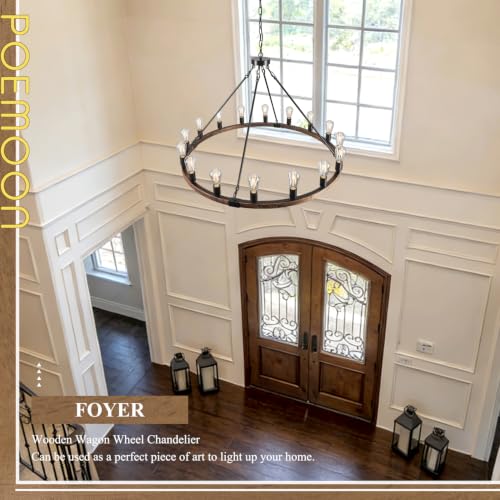 Oak Wooden Wagon Wheel Chandelier 16