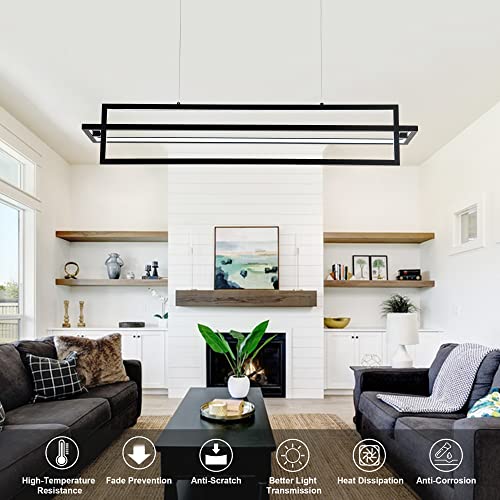 Modern LED Linear Rectangle Chandelier