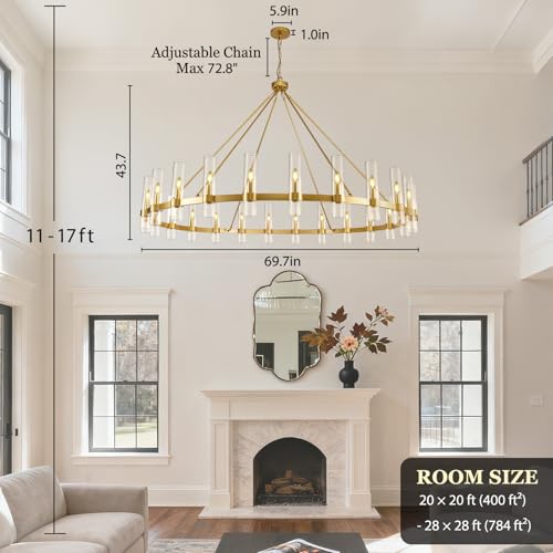 Gold Wagon Wheel Chandelier 24 Light (24 Count)