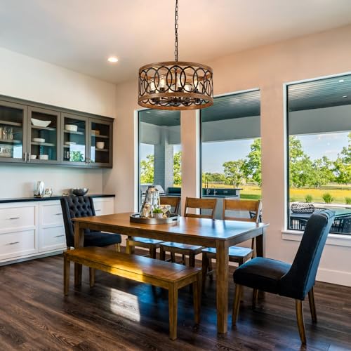 8 Light Farmhouse Drum Pendant Light