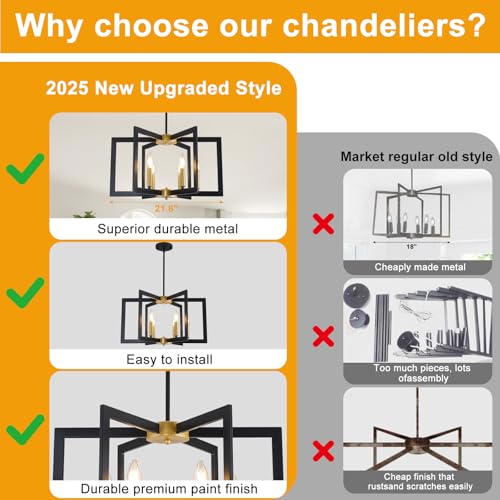 22" Black and Gold Chandelier (6 Count)