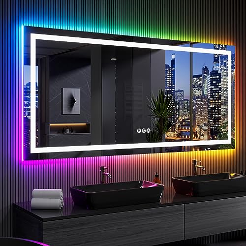 84X32 Inch RGB LED Bathroom Mirror with Lights