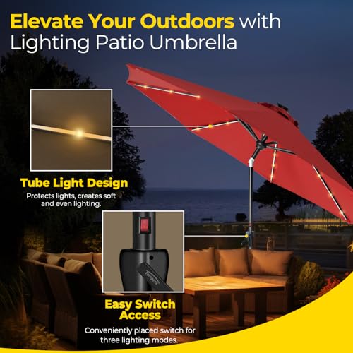 9ft Patio LED Umbrella with light