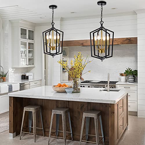 4 Light Dining Room Light Fixture Over Table Black Farmhouse Chandelier Metal Modern Pendant Light for Kitchen Island Dining Room Living Room Foyer Entryway