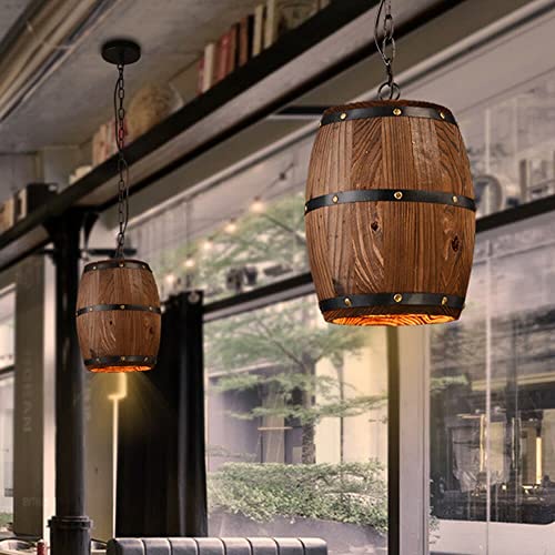 Wooden Wine Barrel Chandelier Bar Cafe Lights Vintage Rustic Wine Barrel Decor Hanging Light Kitchen Light Fixtures Pendant Lamp Barrel Shade Ceiling Light Farmhouse Pendant Light
