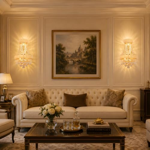 4 Lights Empire Crystal Wall Sconce Light for Living Room