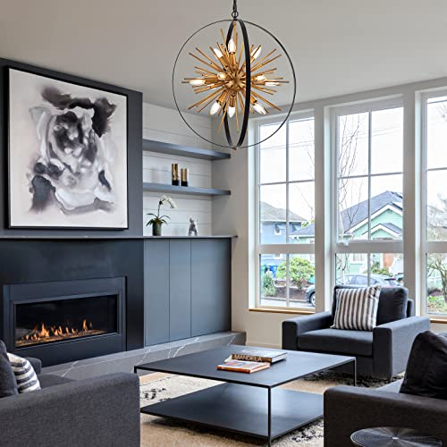 23.2" Black Gold Globe Sputnik Chandelier